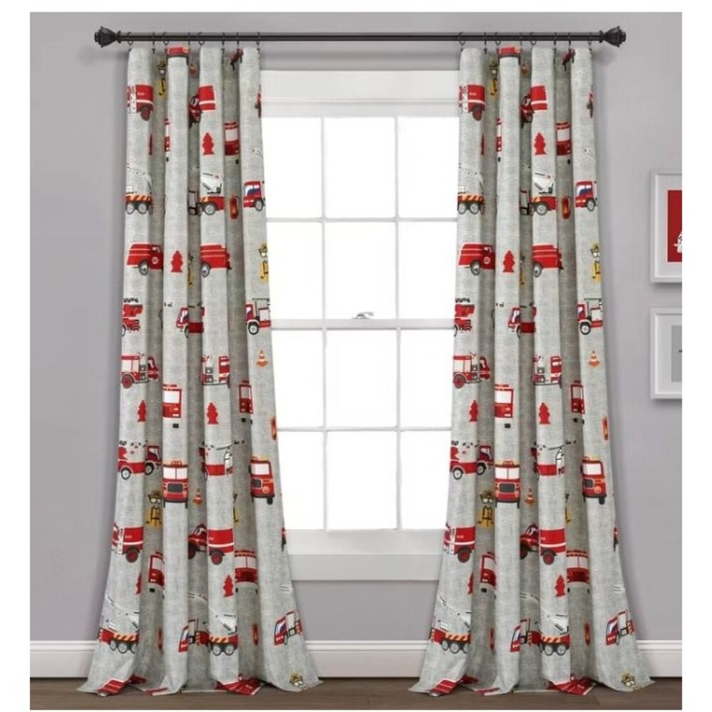 Fire Truck Print Curtains for Kids Room 52"x84"